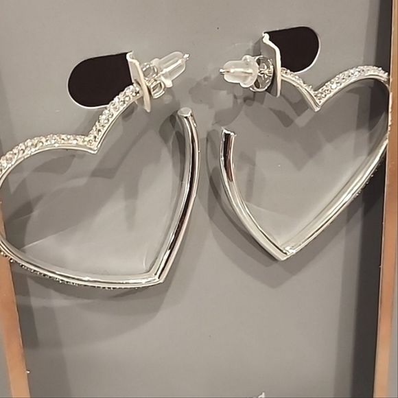 Believe By Brilliance Heart Hoop w/ Genuine Crystal - Picture 2 of 5
